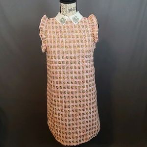 Tweed Sheath Dress with Collar Embellishments
